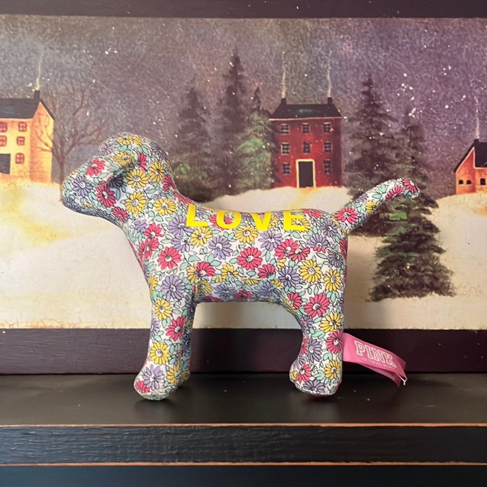 Pink Victoria’s Secret Floral Plush Dog Love